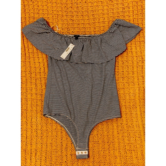 J.Crew Blue striped OTS body suit - Picture 1 of 6